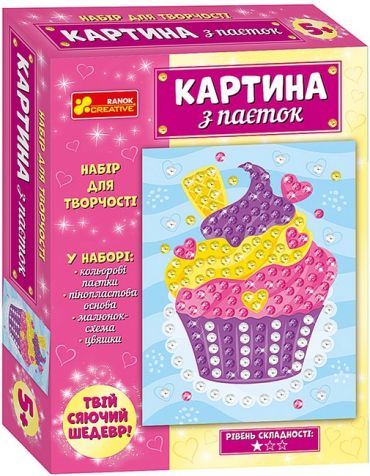 Картина з паєток. Тістечко - фото 1