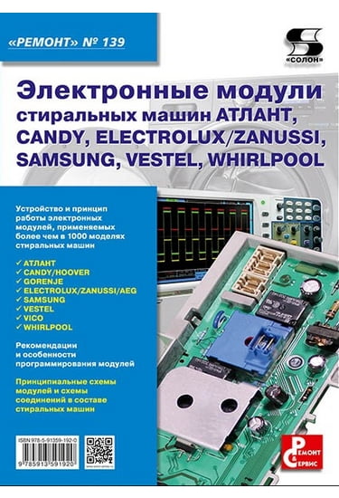 Електронні модулі пральних машин АТЛАНТ, CANDY, ELECTROLUX/ZANUSSI, SAMSUNG, VESTEL, WHIRLPOOL Вип.139
